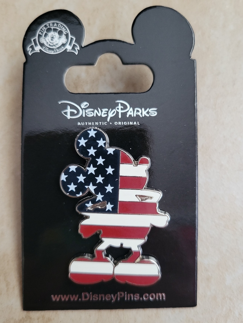 Disney Parks Mickey Flag Silhouette Pin - Red White Blue